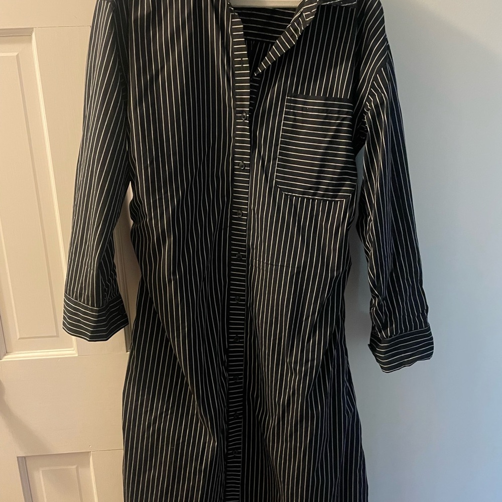 Black and White Striped Shirt Dress